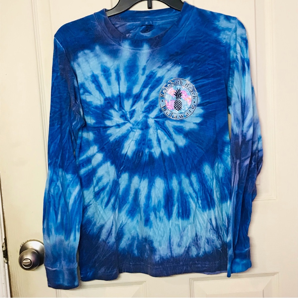 Womens Size Small Rehoboth Beach DE Blue Tie-Dye Long Sleeve Shirt
